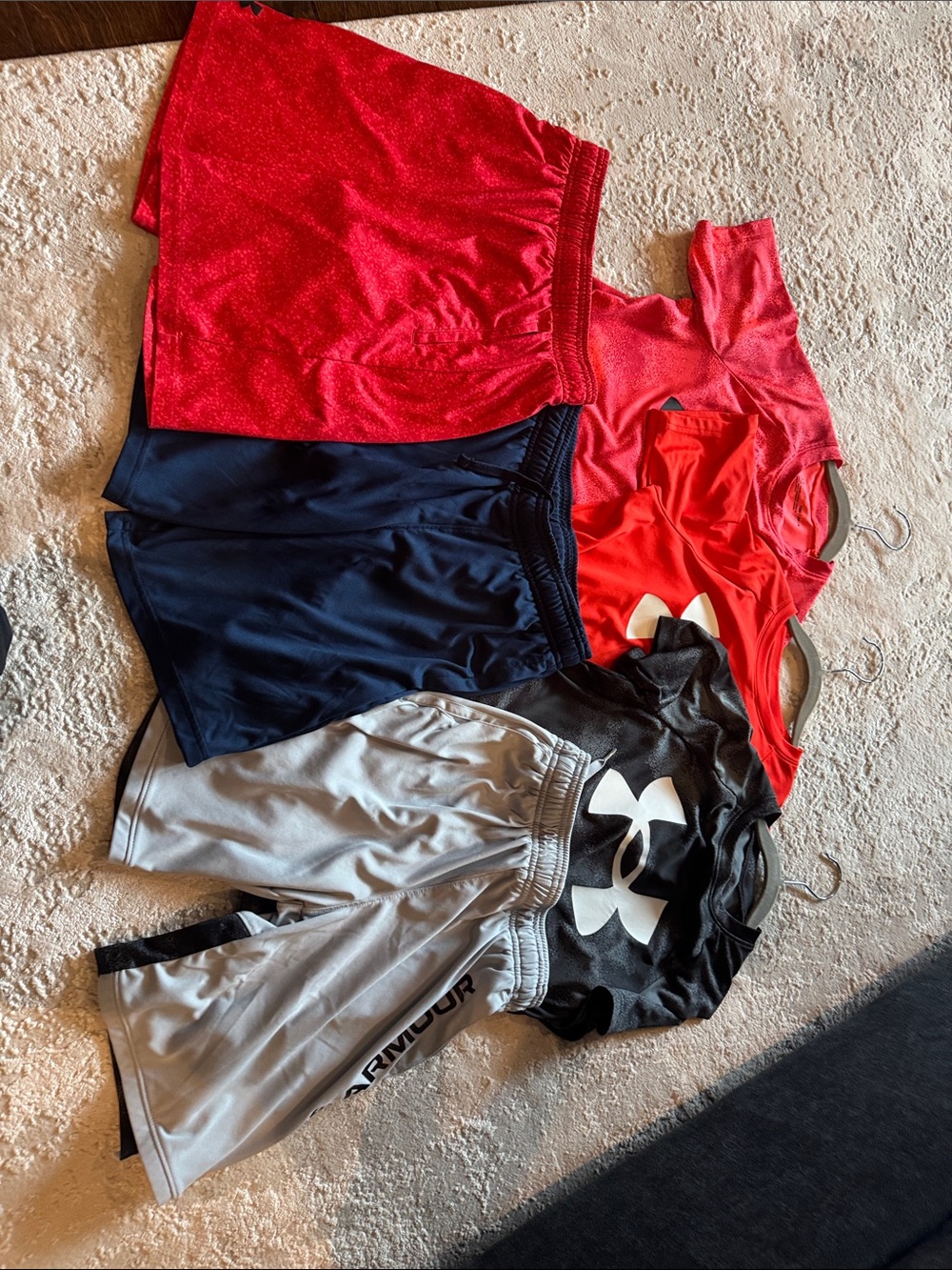 Under Armour Red, Navy & Gray Athletic Shorts and Tops Set